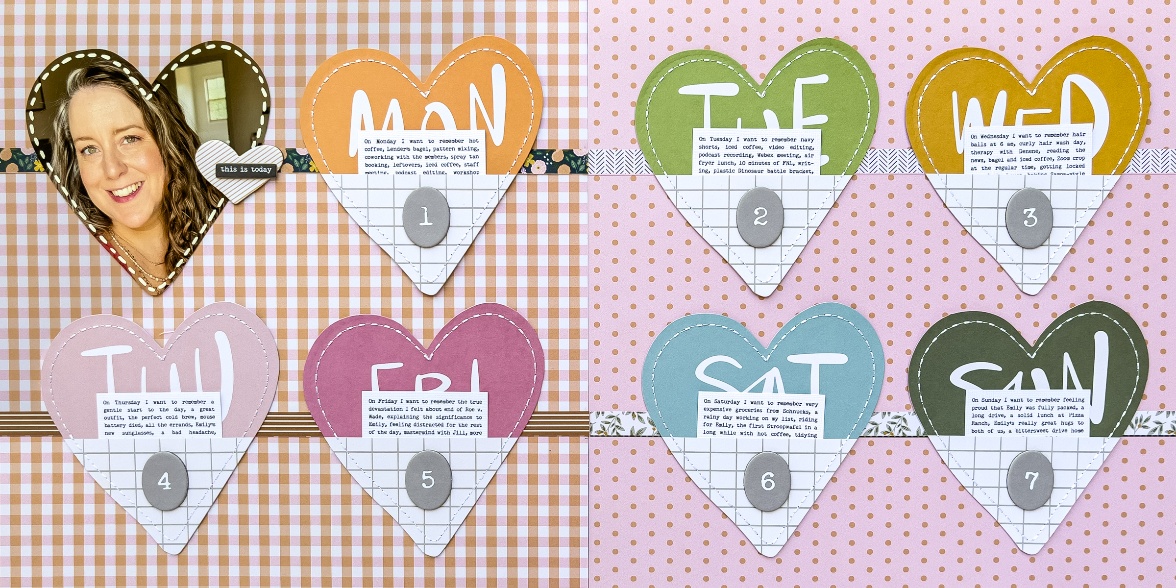 Week in the Life project layout with heart pockets